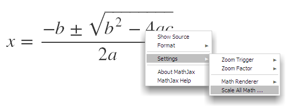right context menu for scaling all equations